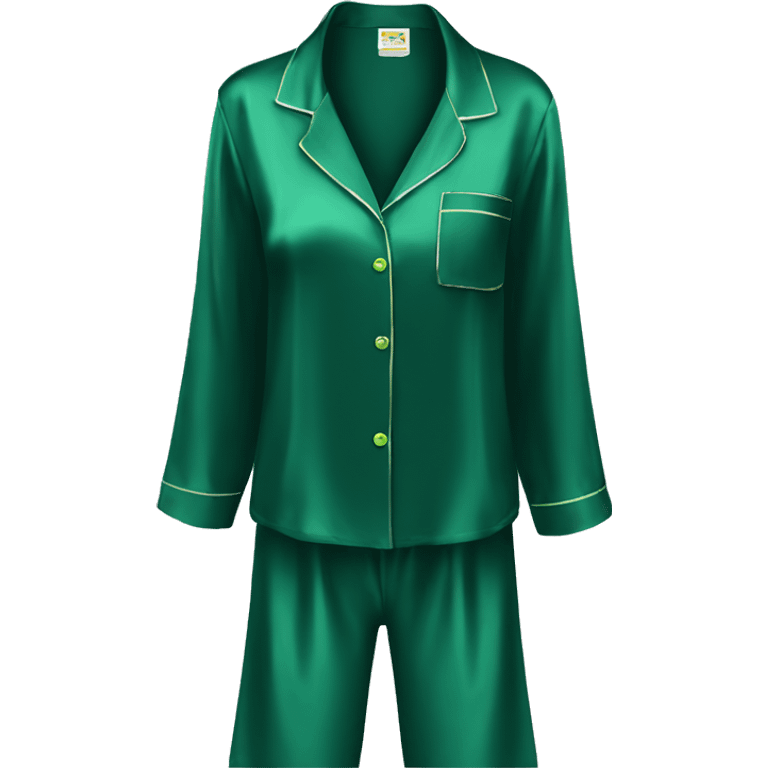 Dark green silk pyjamas set emoji