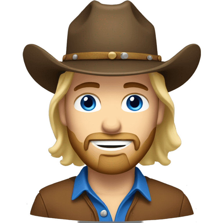 Blonde hair blue eye guy with a beard wearing brown cowboy hat emoji