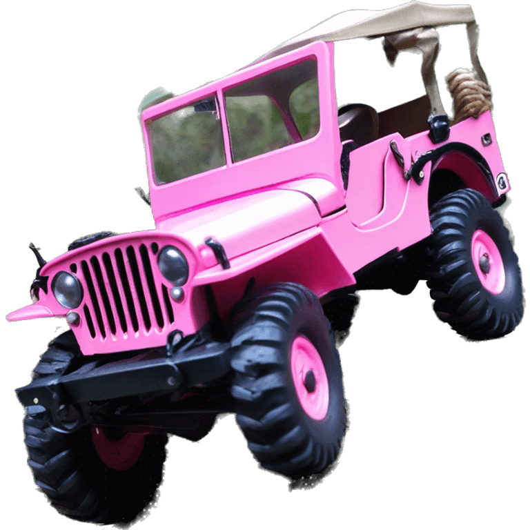 1/10 size jungle tour 1942 Willy’s pearly pink jeep crawler with installed winch  emoji