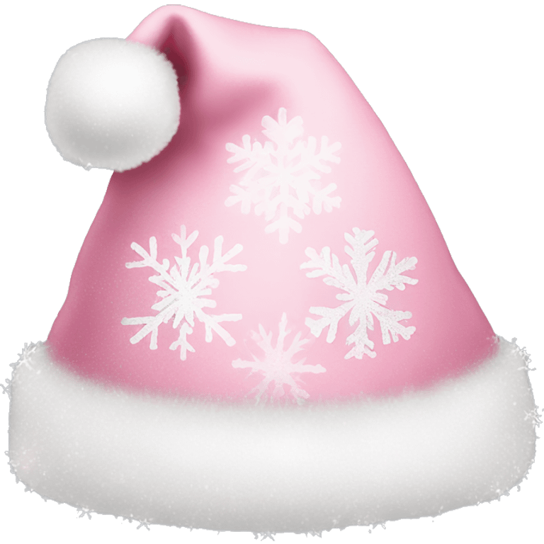 Light pink Santa hat with sparkly snowflakes  emoji