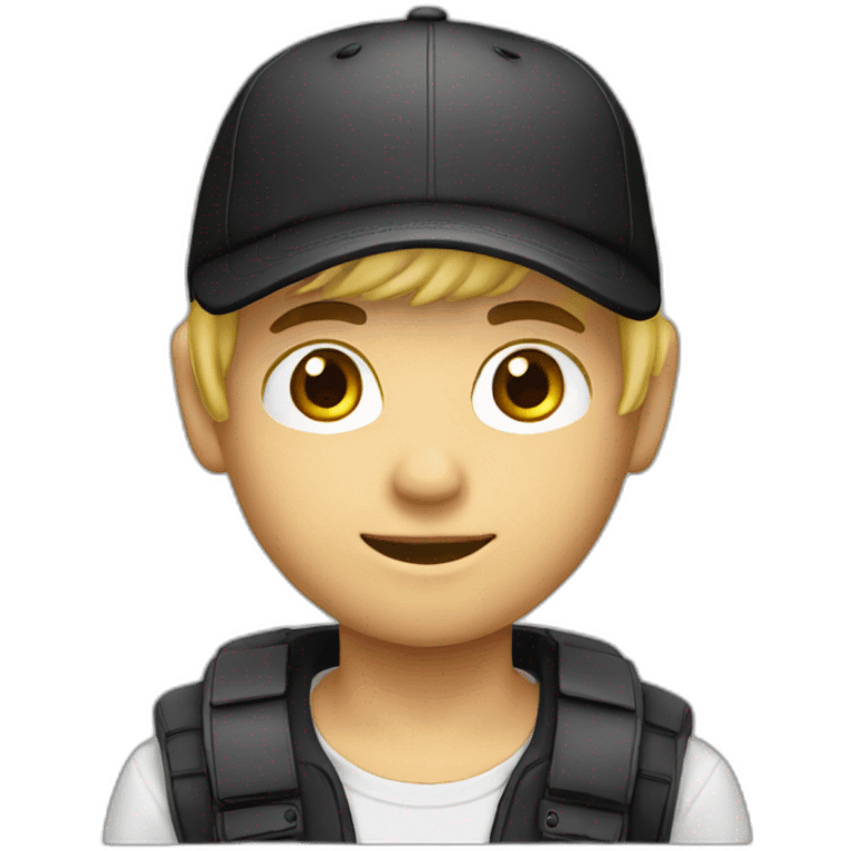 blond boy whit cap black emoji