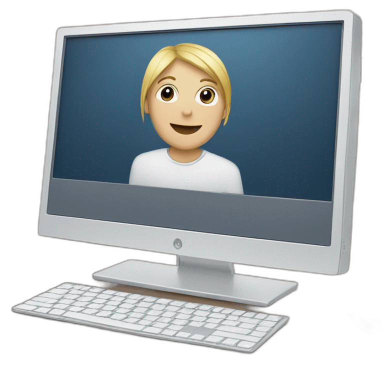 computer with the video call on the screen emoji