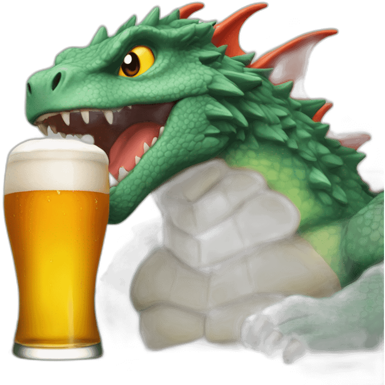 Dracaufeu buvant une bière emoji