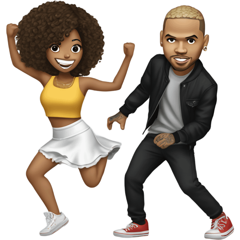 Hyper Realistic Chris Brown dancing with Karruche Tran emoji