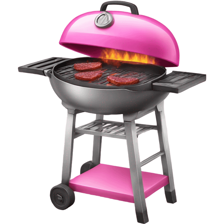 Pink cooking grill with glitter emoji