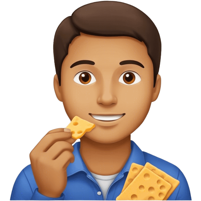 Man eating cheese crackers emoji