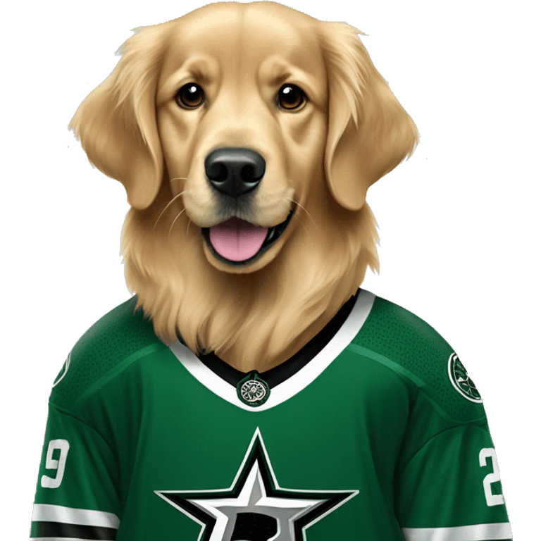 golden retriever in a dallas stars jersey emoji