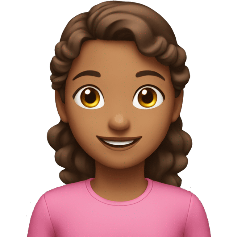 A young brown girl wearing pink with happy expressions emoji