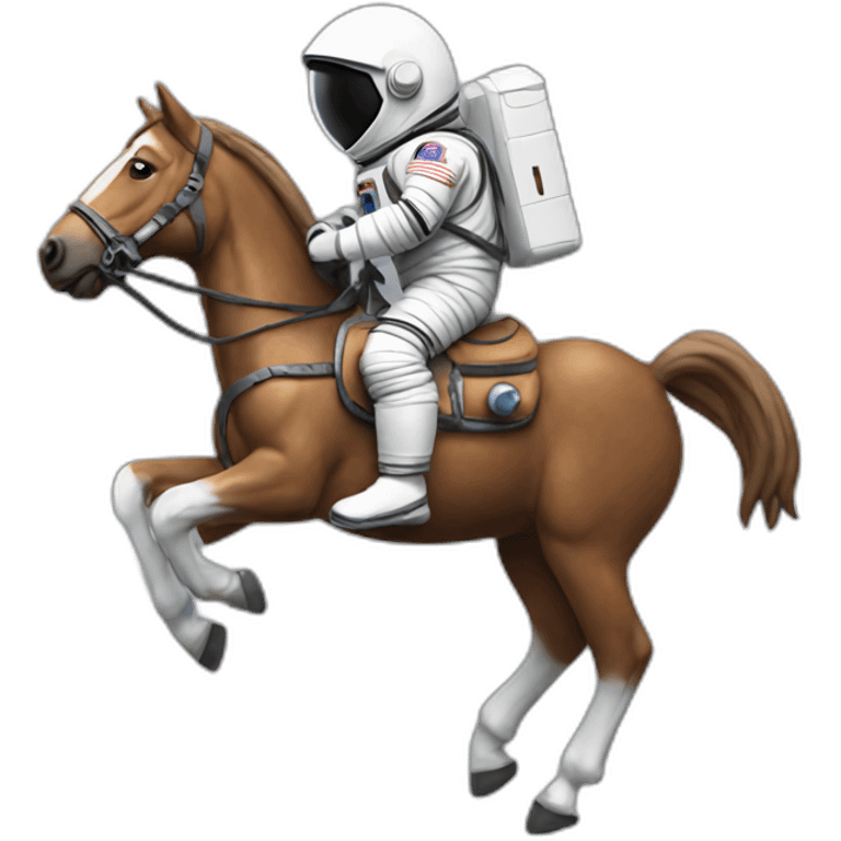 Astronaut with helmet closed riding a horse emoji