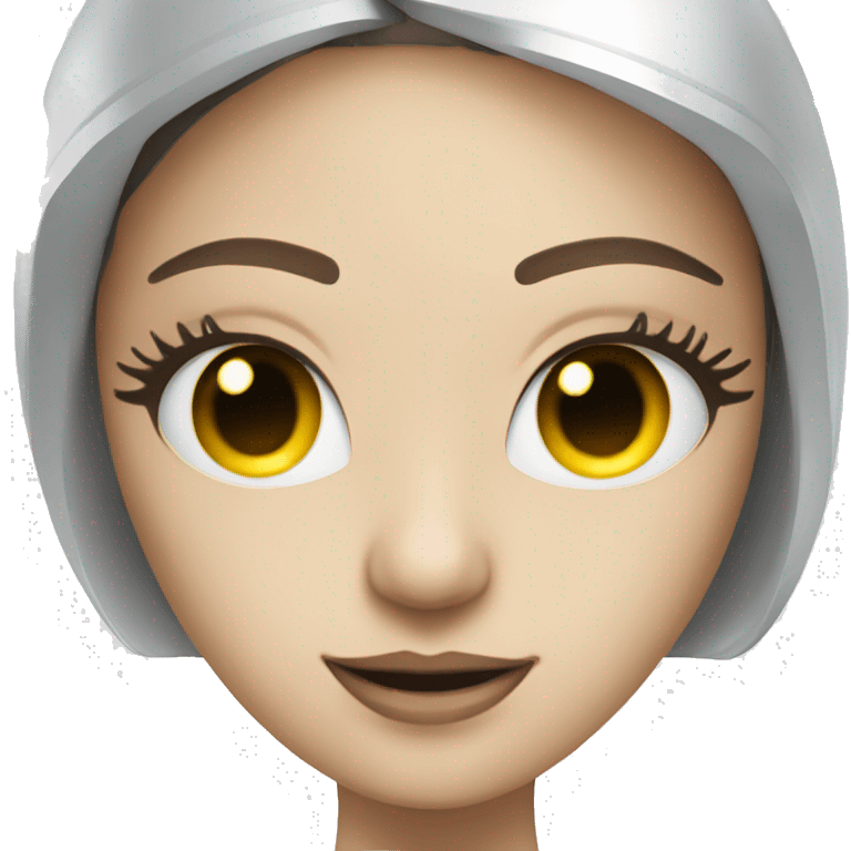 female robot chatbot with lashes emoji