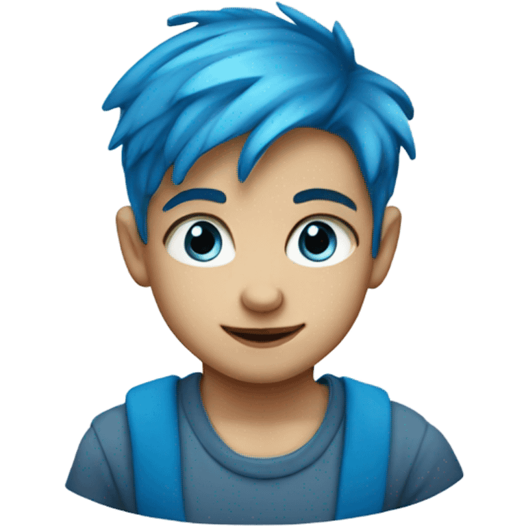 Little boy with blue eyes and blue hair emoji