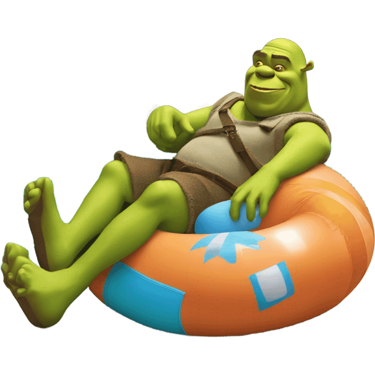 Shrek with pool float is emoji