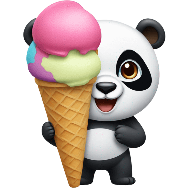 Panda eating ice cream emoji