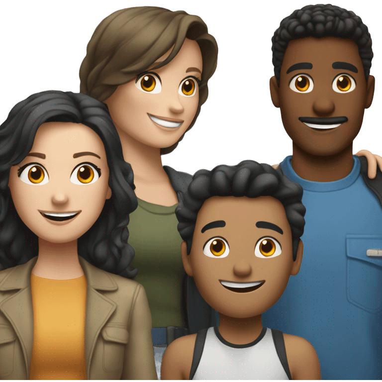 Monica and Bill with Caitlin and Johnny emoji