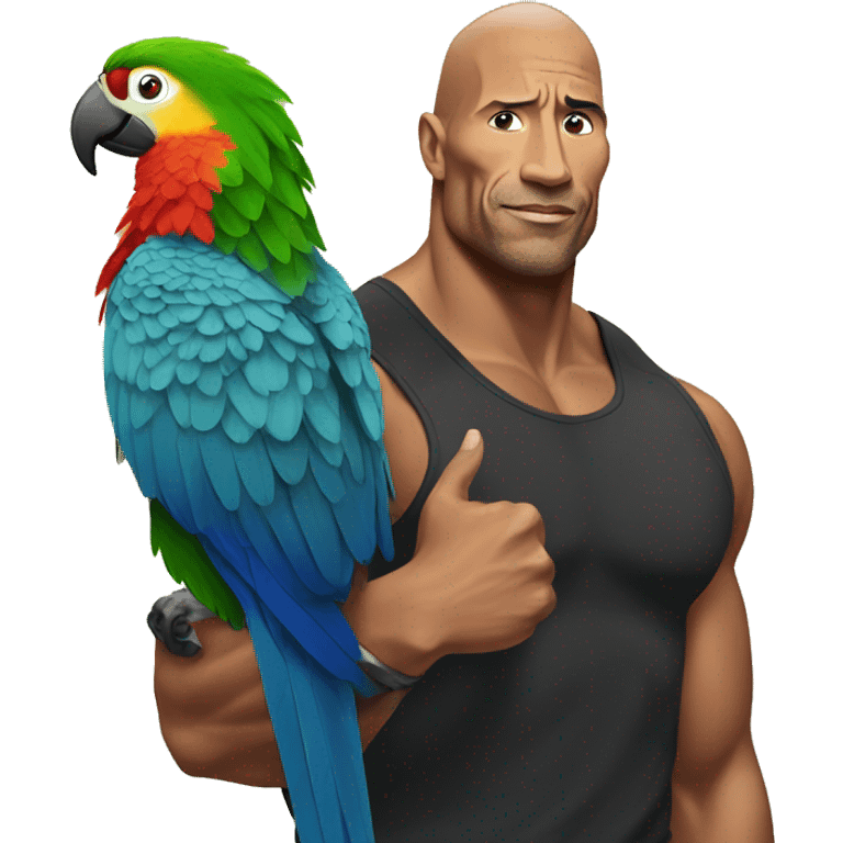 the rock with a parrot on his shoulder emoji