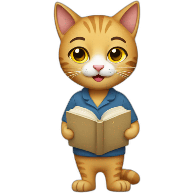 cat teacher with book emoji