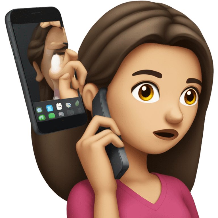 Brunette annoyed Girl calling emoji