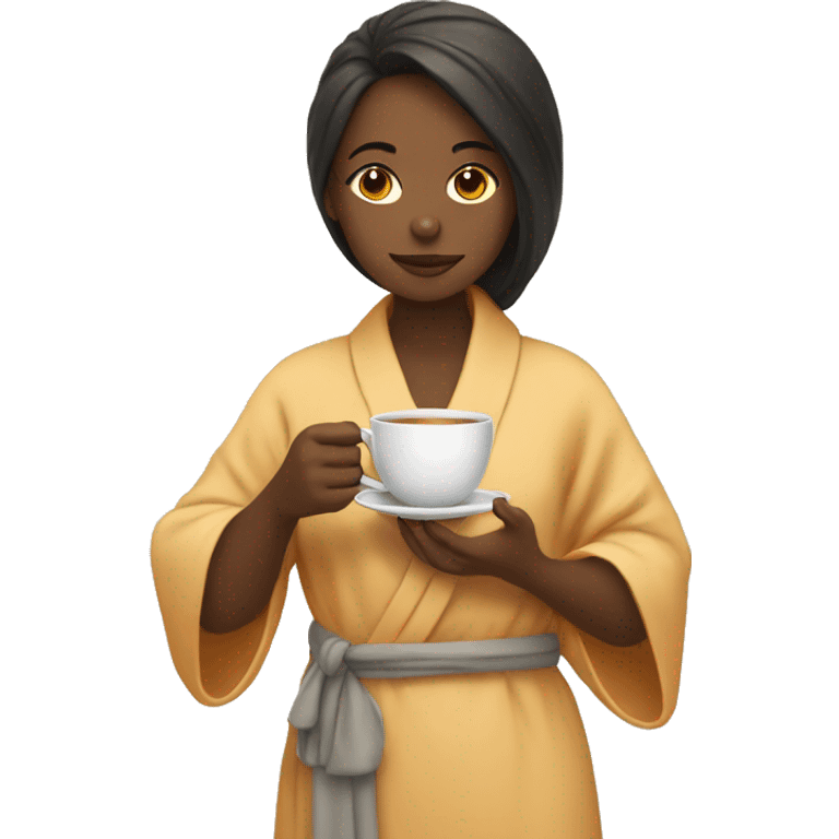 Girl in a robe drinking tea emoji