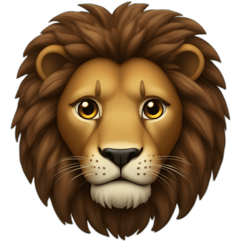 Lion crinière noire fourrure marron yeux verts   emoji