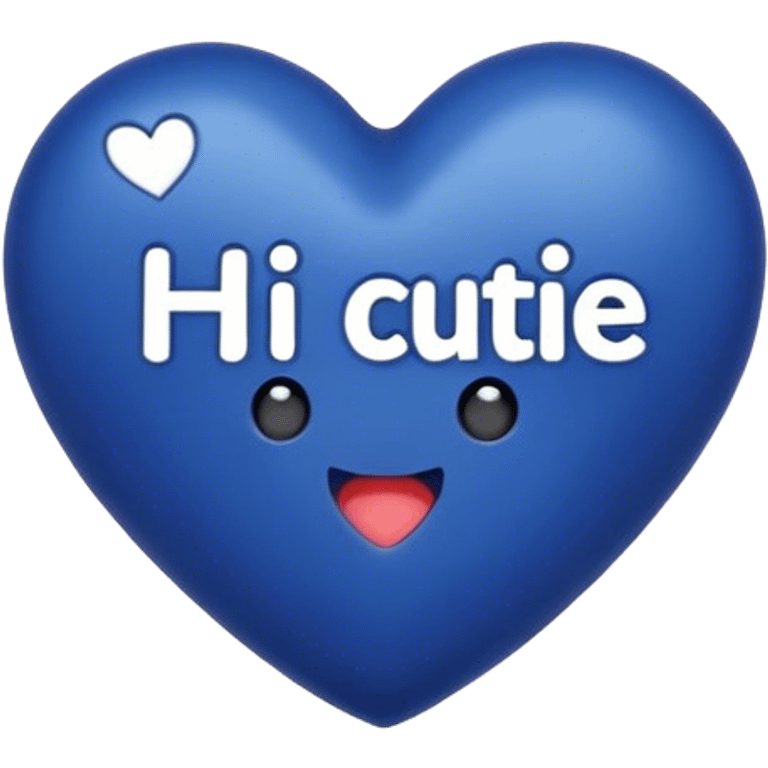 Dark blue heart with the words Hi cutie in the middle  emoji