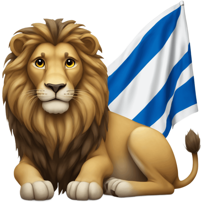 Lion next to the flag of Israel emoji