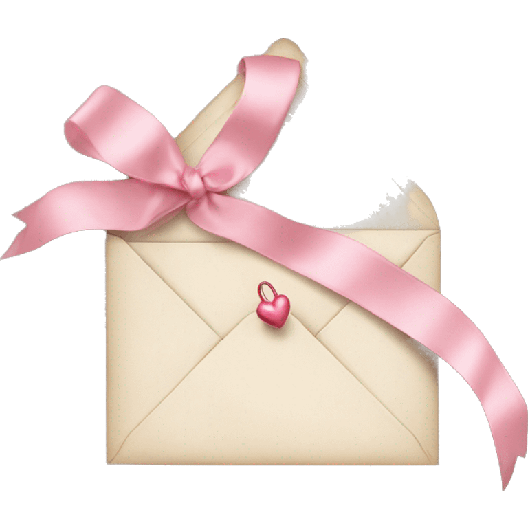 vintage love letters in envelope tied with a baby pink ribbon  emoji