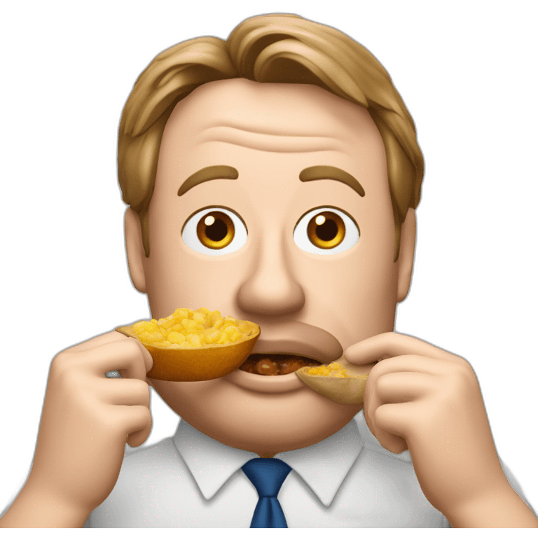 Adam Woodyatt eating baked potatoes and beans emoji