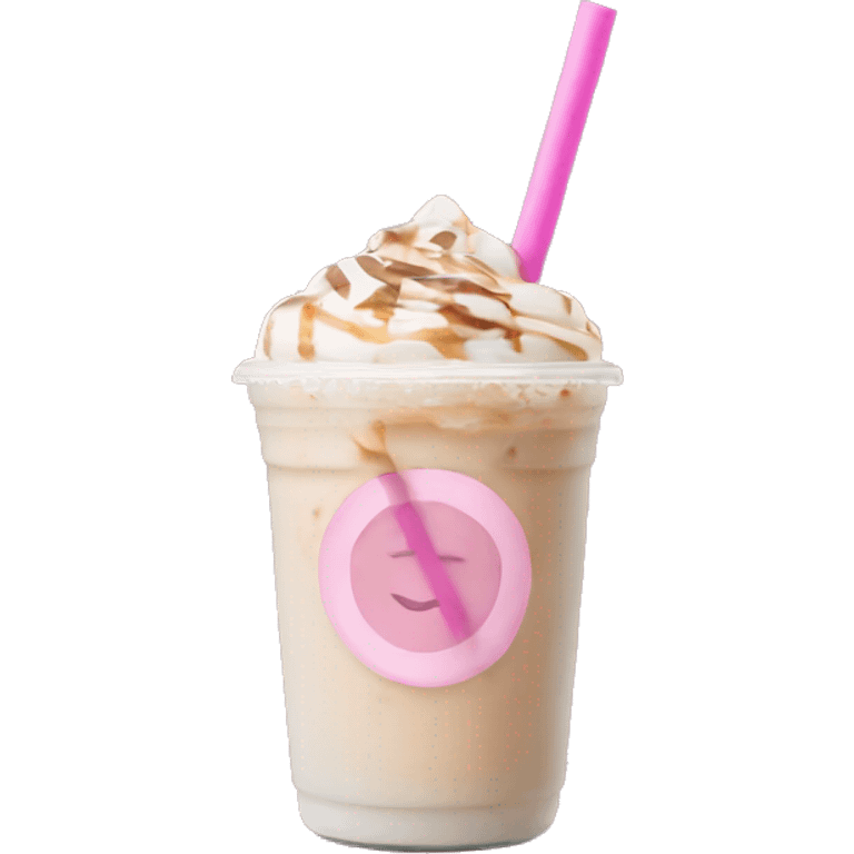 iced latte with oat milk and a pink straw  emoji