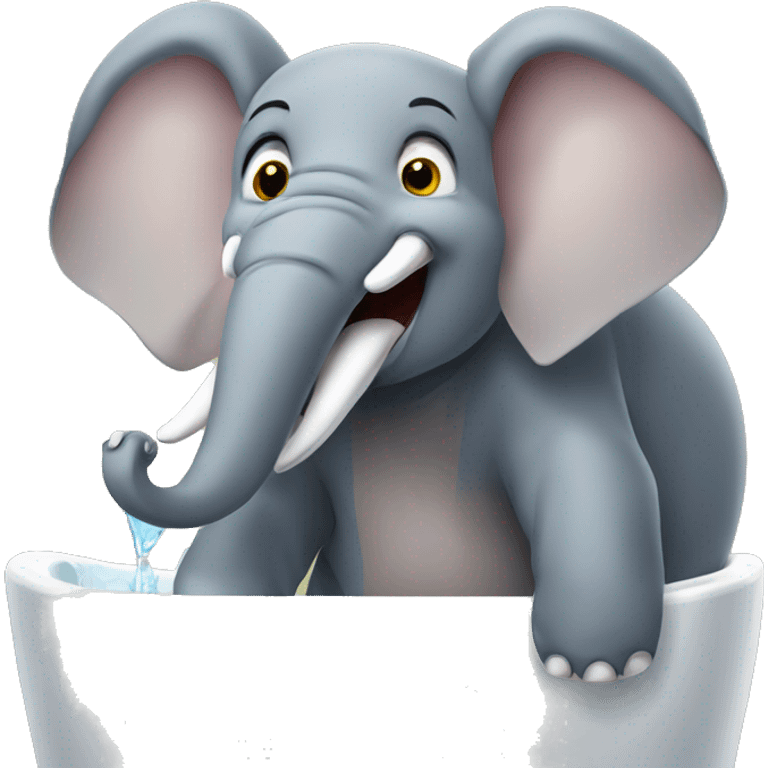 elephant brushing its teeth and singing "oh ho ho" emoji