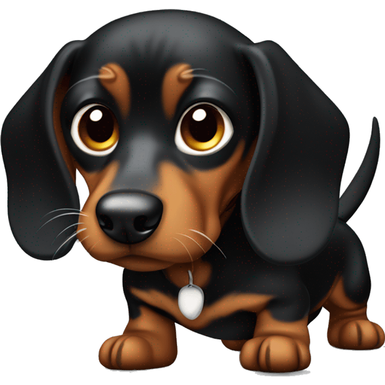 Angry mini black and brown dachshund  emoji