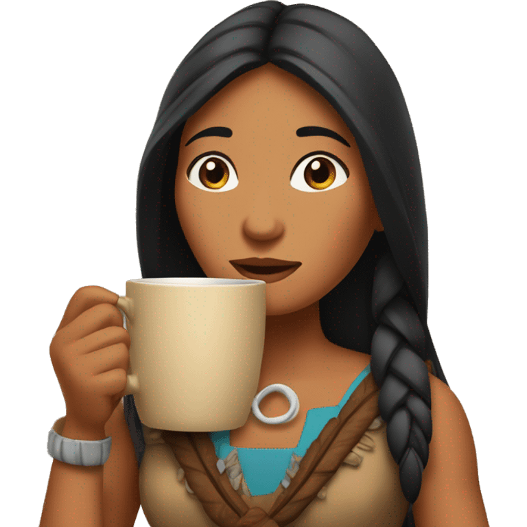 Pocahontas drinking coffee emoji