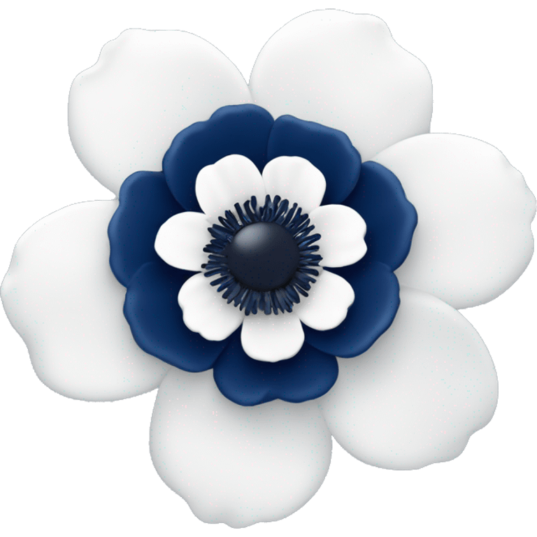 white anemone flower with navy blue center  emoji