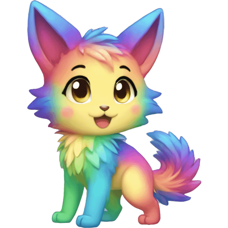 Anthro sparkle-rainbow-gradient-shiny-Chibi-style-Fur-Sona-Fakémon Full Body emoji