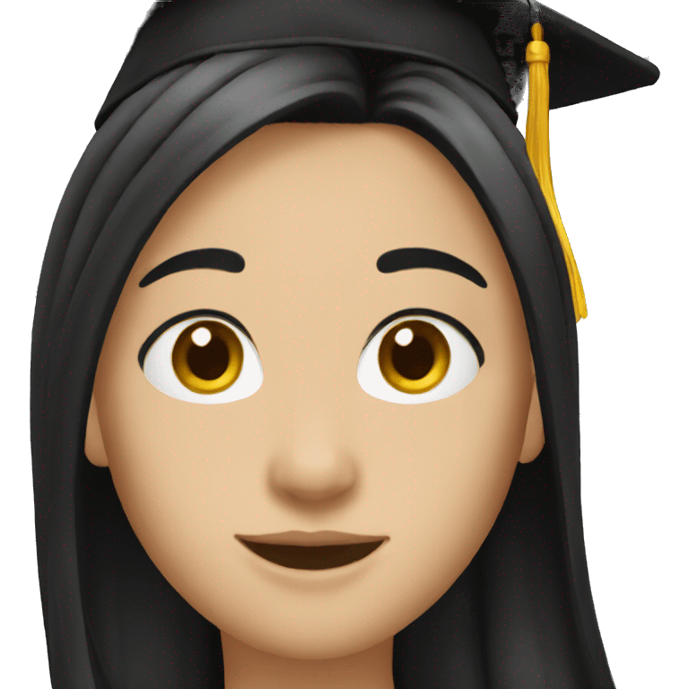 graduation long black hair emoji