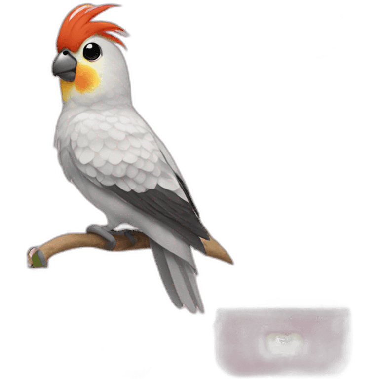 cockatiel with girly accessories emoji