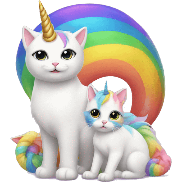 Rainbow cat with unicorn and babies emoji