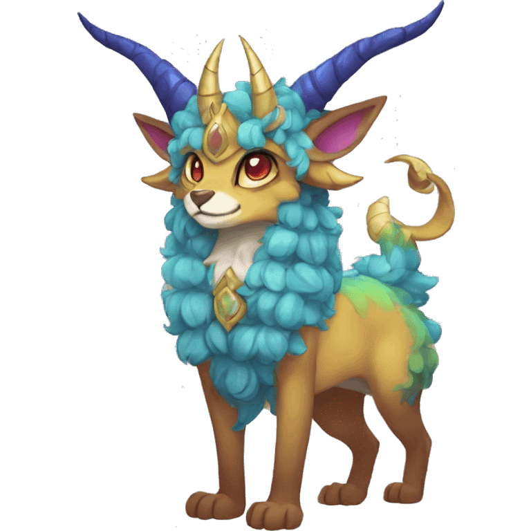 colorful anthro horned Royal vernid fursona Fakemon emoji