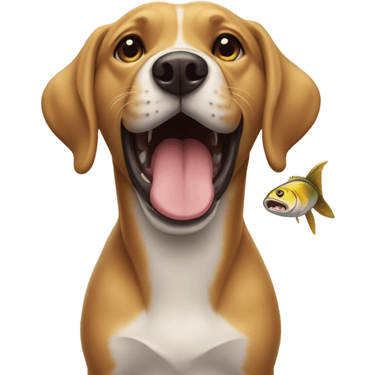 Dog with fish in mouth  emoji