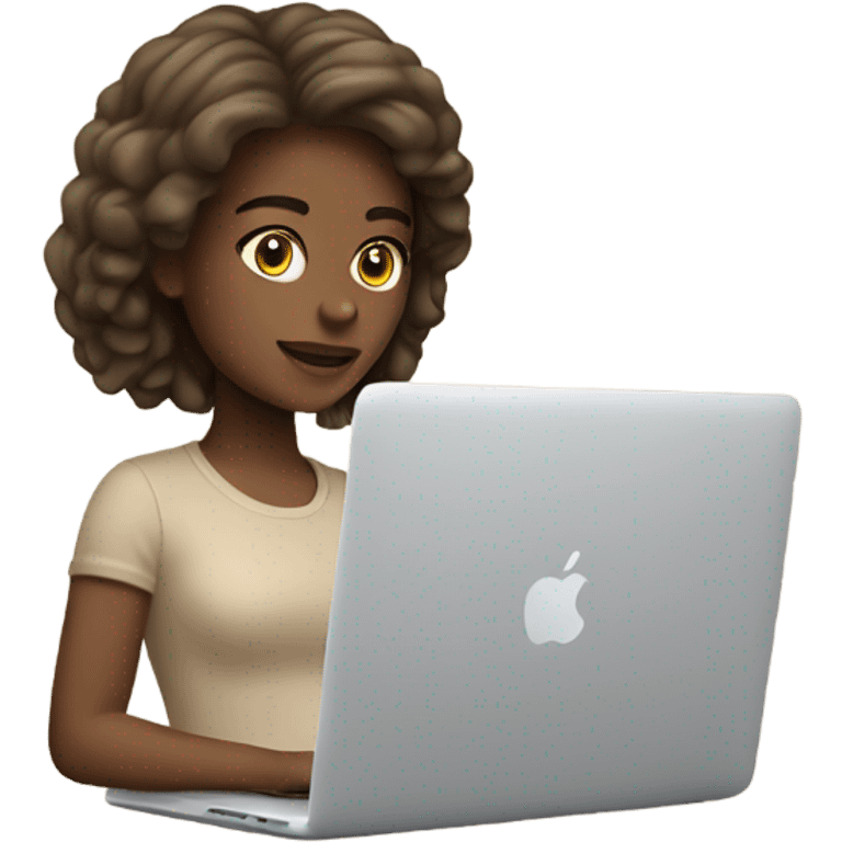 beige macbook with girl emoji