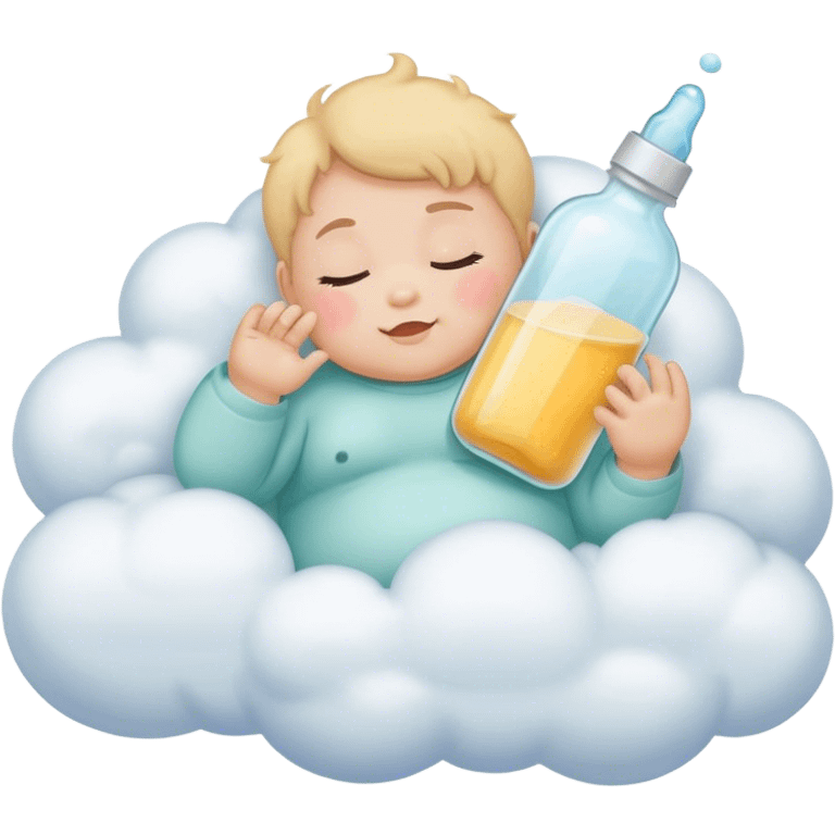 Baby laying on a cloud with a bottle  emoji