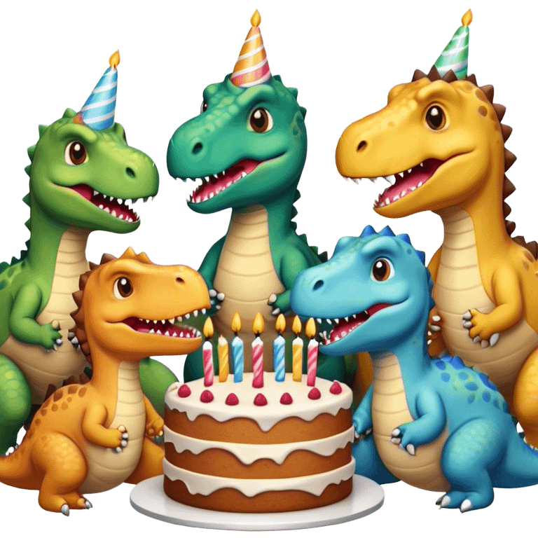 office dinosaurs in shirts eating birthday cake emoji