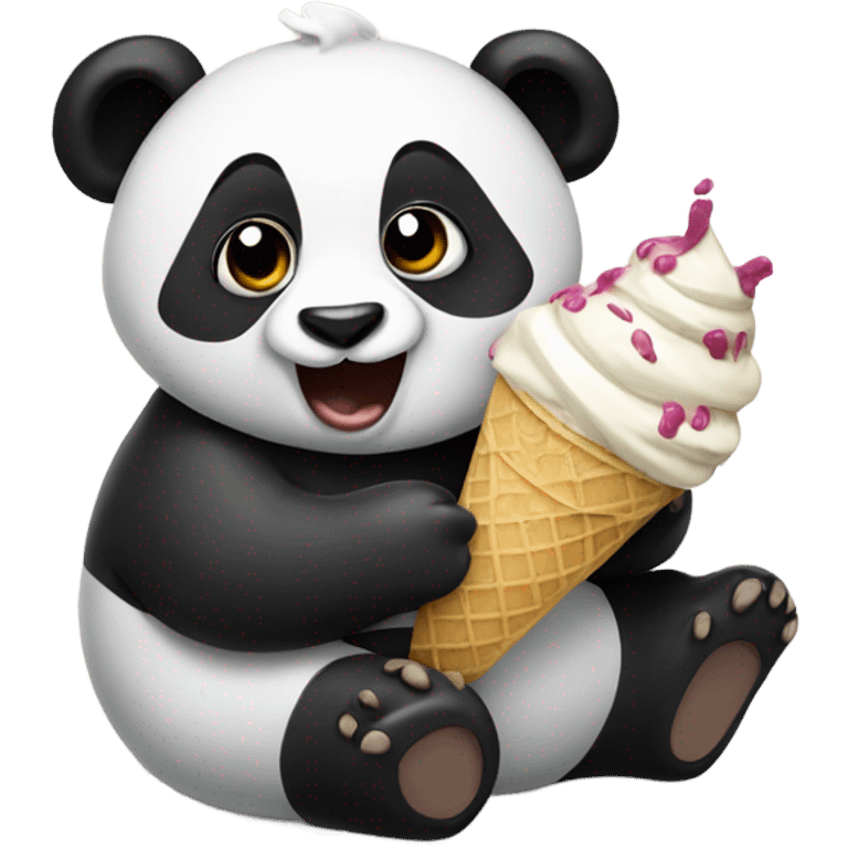 Panda eating ice cream emoji