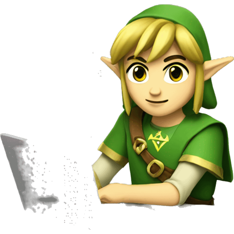 zelda link working with a laptop emoji