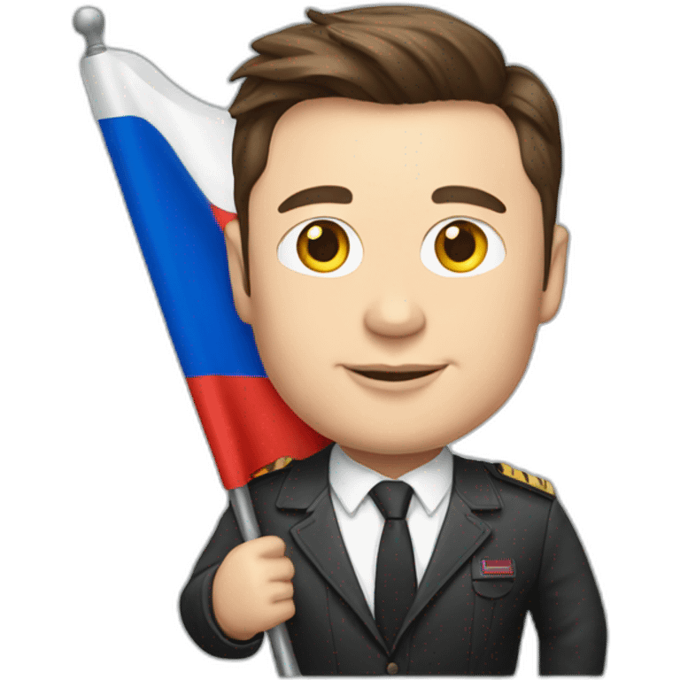 Elon musk holding Russian flag emoji