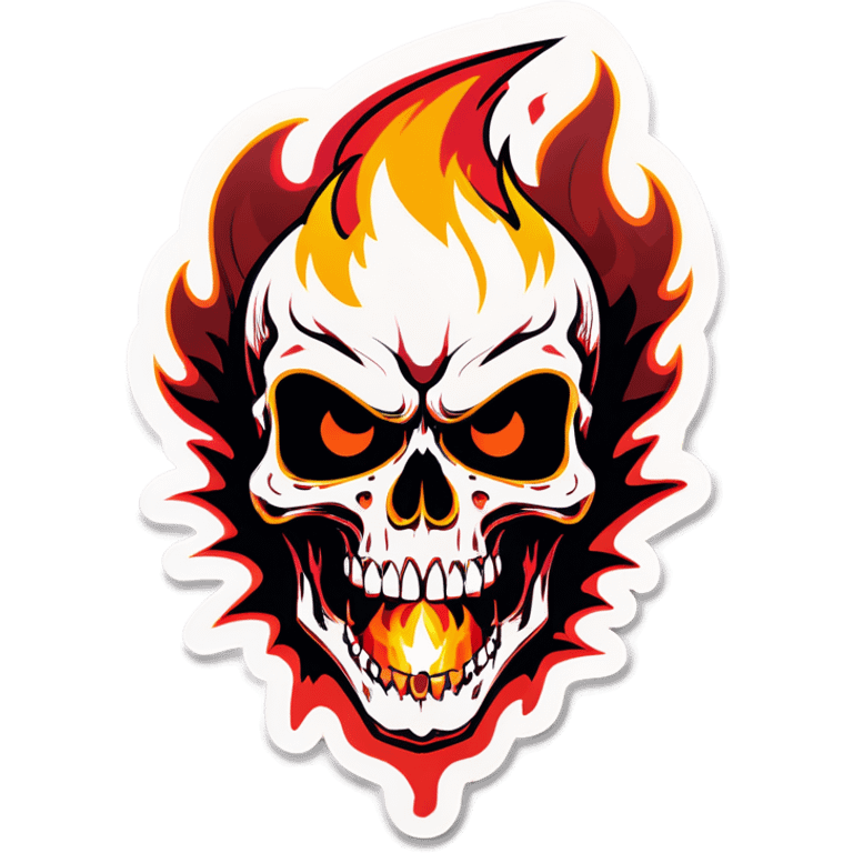 Scary cool skull with fire eyes emoji