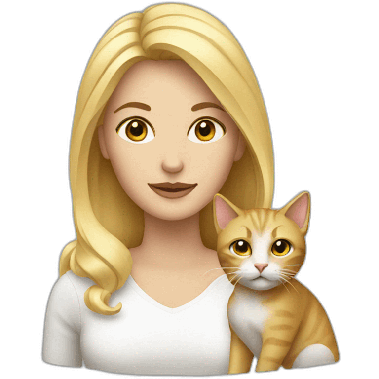 Blonde woman with cat emoji