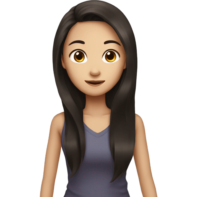 dark brown long haired asian girl pretty emoji