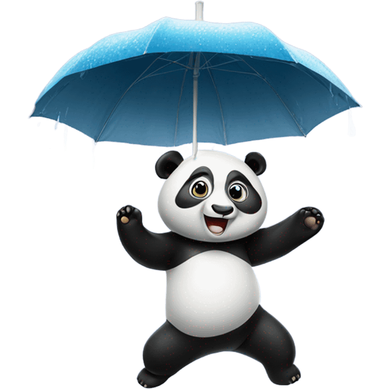 Dancing panda under the rain emoji