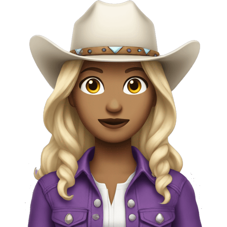 Purple clothes white skin cowgirl  emoji