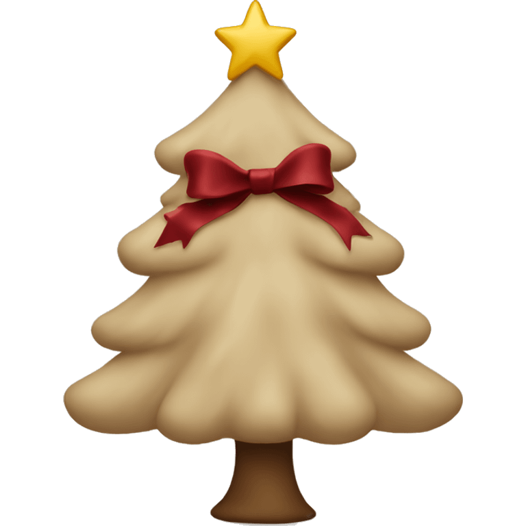 Beige christmas tree with dark red bow on top emoji